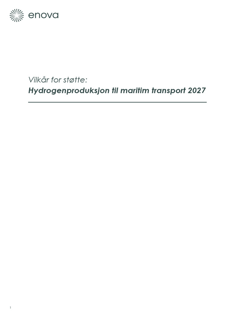 Vilkår For Støtte Hydrogenproduksjon Til Martitim Transport 2027 ...