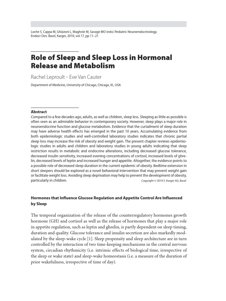 Sleep's Impact on Hormones and Metabolism | PDF | Sleep | Circadian Rhythm