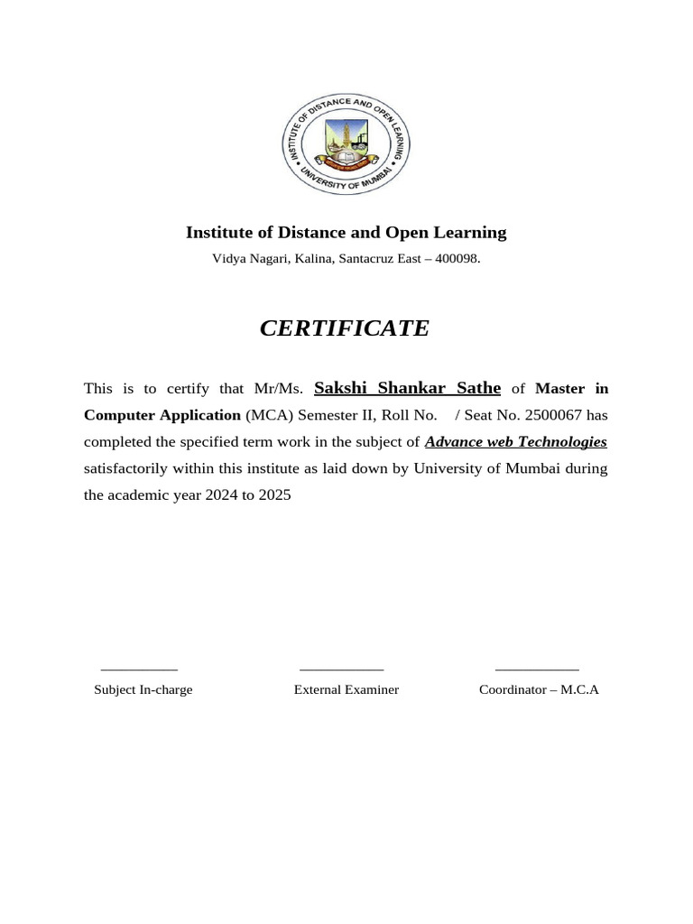 MCA Certificate in AI & Machine Learning | PDF