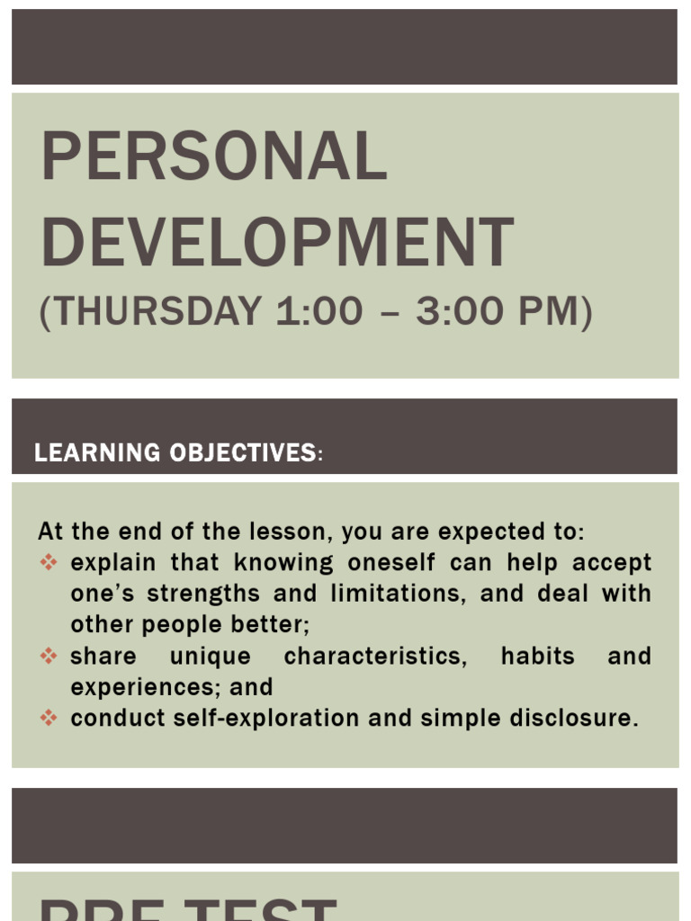 Capingol PerDev Lesson-1 Knowing-Oneself | PDF | Feeling | Thought