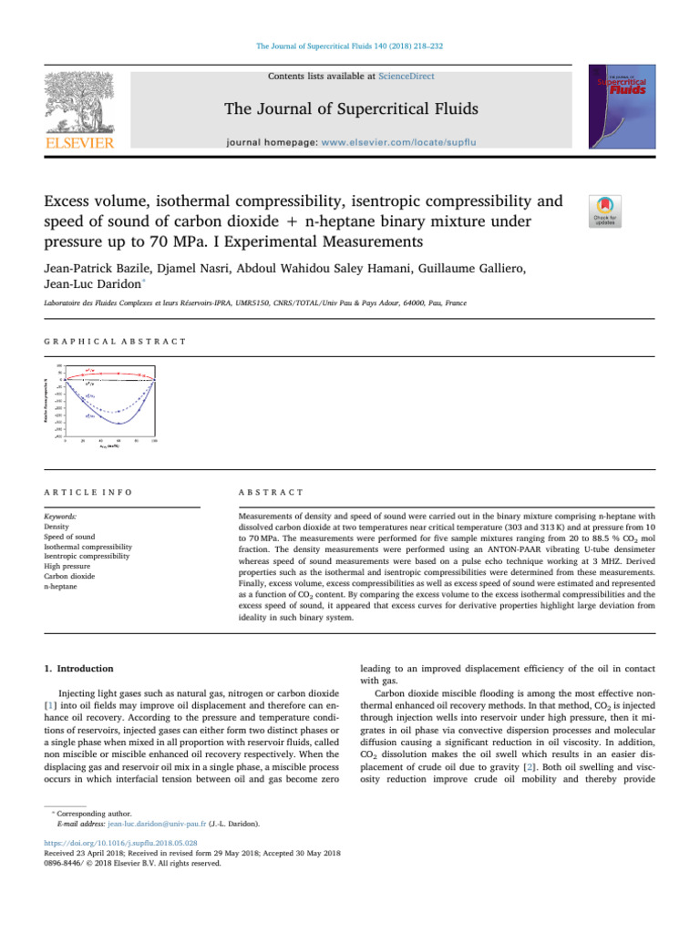 Excess Volume Isothermal Compressibility Issentropic Compressibility ...