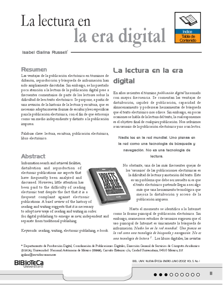 La Lectura en La Era Digital | PDF | Artes del Lenguaje y Comunicación ...