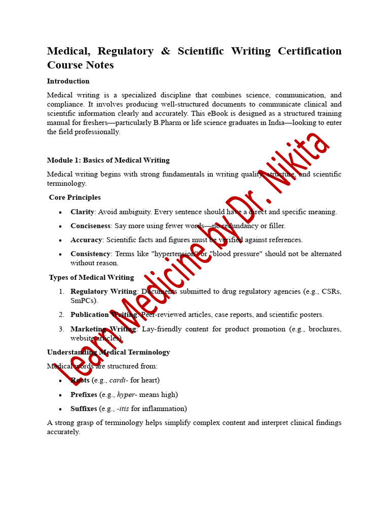 Medical Writing Certification Course Guide | PDF | Clinical Trial ...