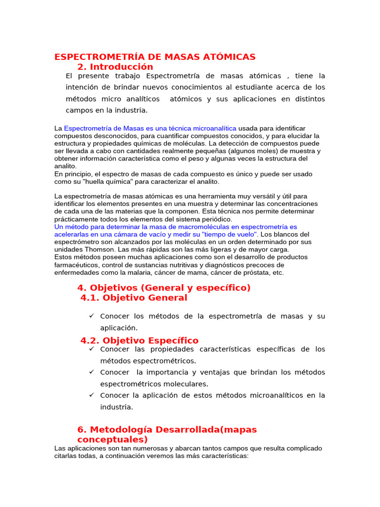 Espectrometría de Masas Atómicas: Aplicaciones | PDF | Moléculas ...