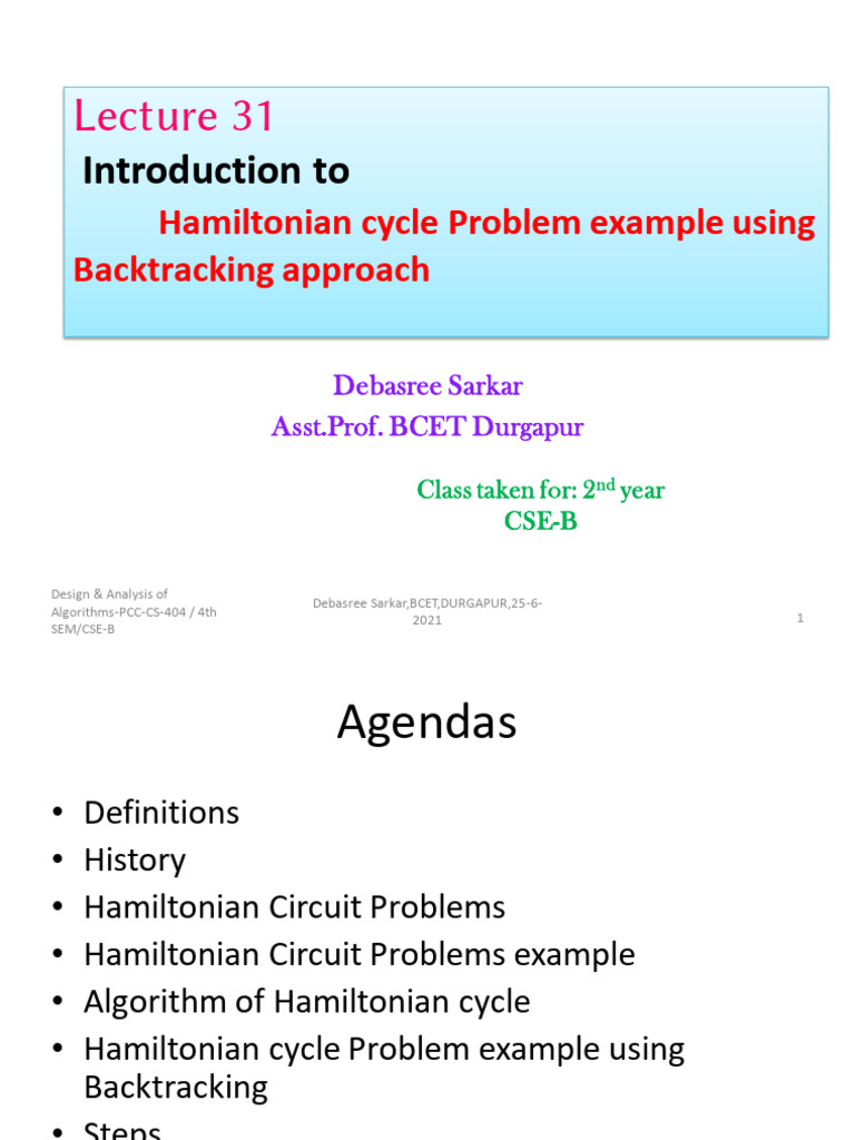 L31 25-6-2021 Hamiltonian Cycle Backtracking | PDF | Computational ...