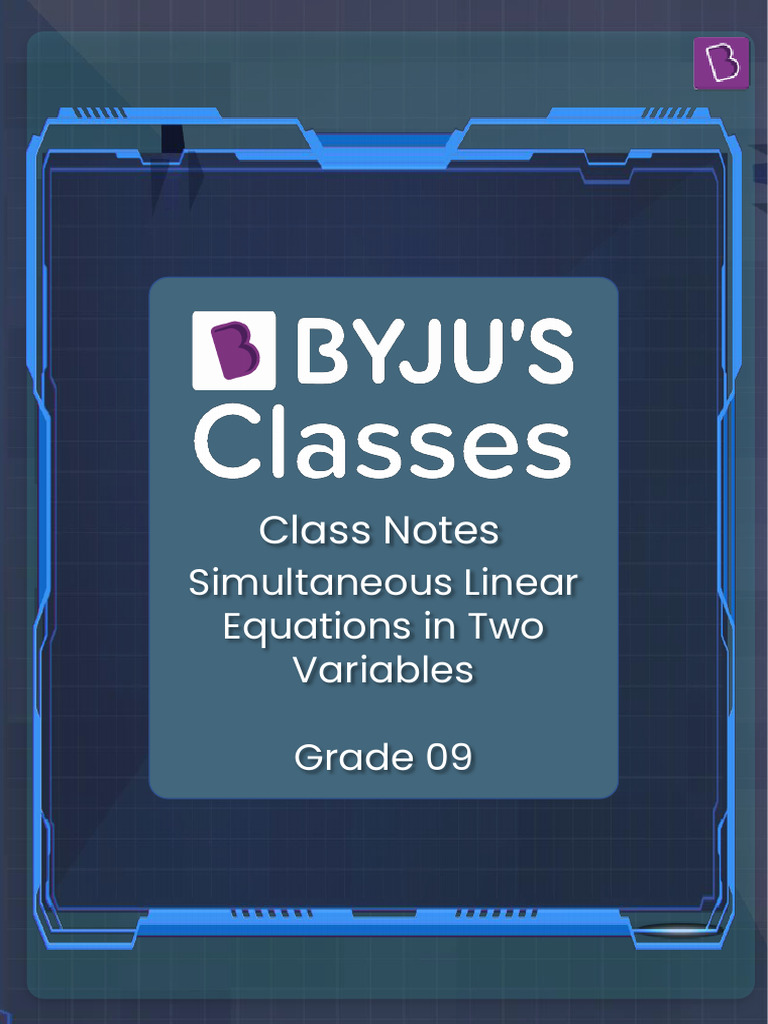 Simultaneous Linear Equation | PDF | Equations | System Of Linear Equations