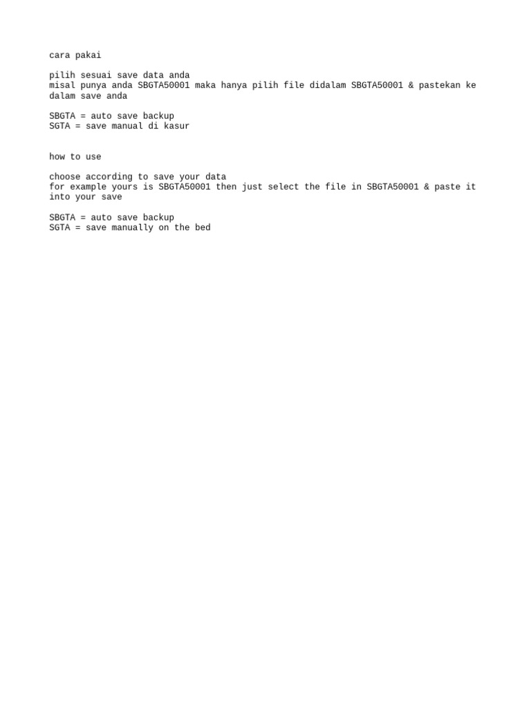 Cara Menggunakan File Save Game | PDF