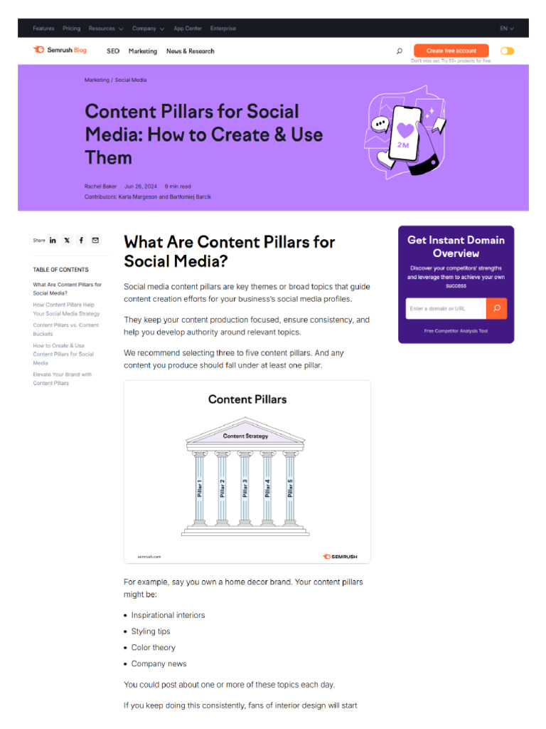 Content Pillars For Social Media How To Create & Use Them | PDF