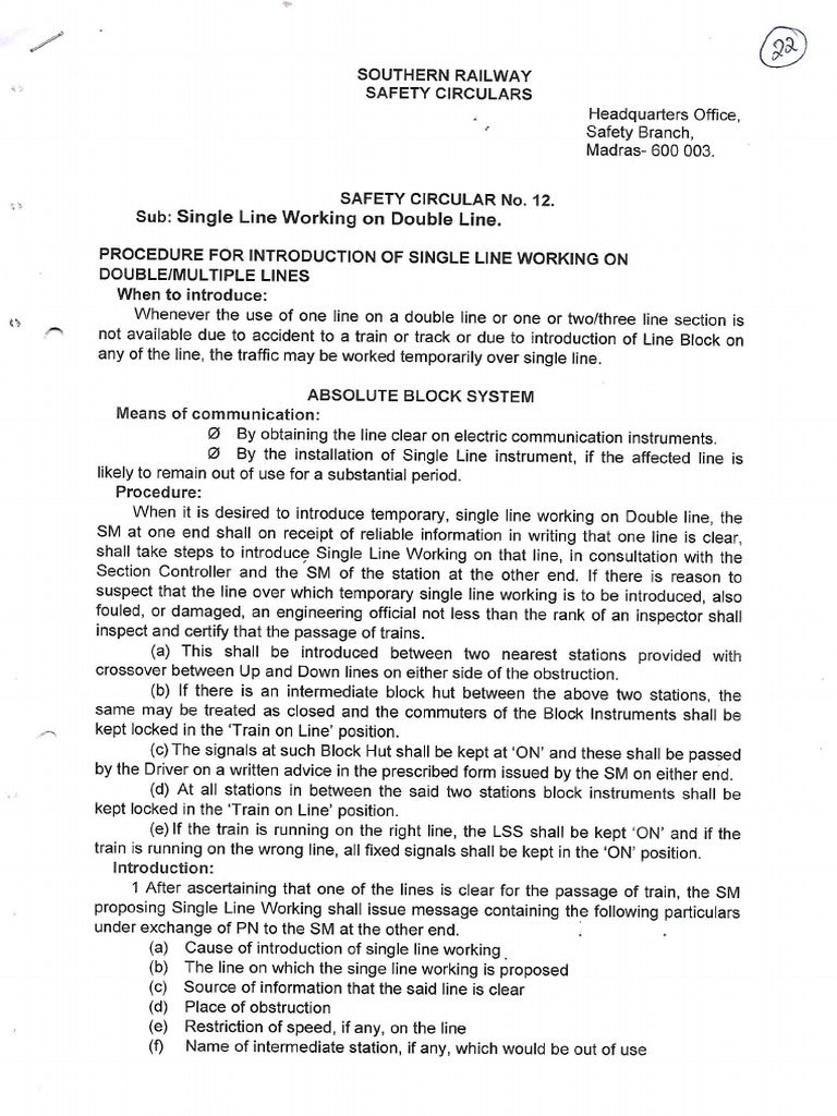 HQ Safety Circular 12 - 2001 | PDF