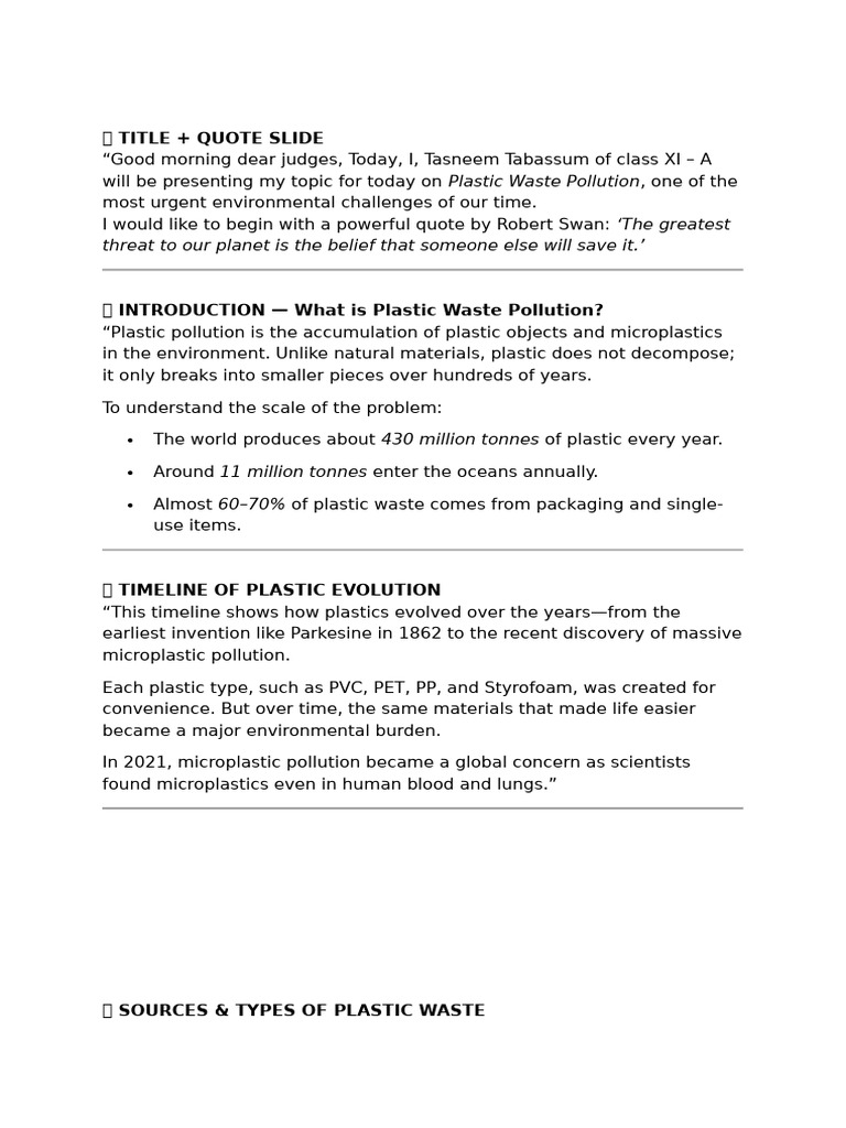 Plastic Waste Pollution: Urgent Solutions | PDF | Plastic | Waste