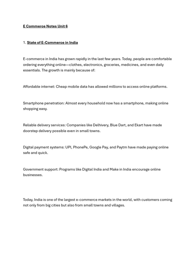 E-Commerce Growth and Challenges in India | PDF | E Commerce | Online ...
