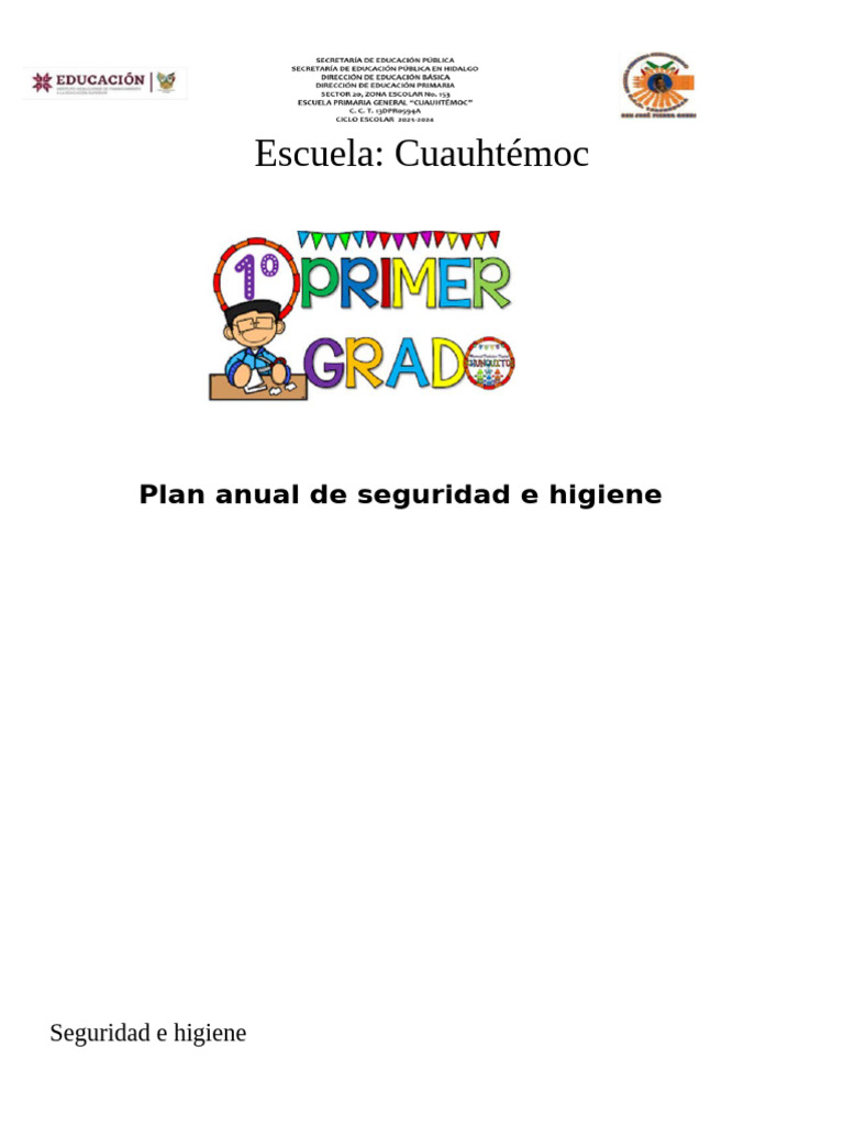 Plan de Seguridad e Higiene Escolar | PDF | Acoso cibernético | Valores