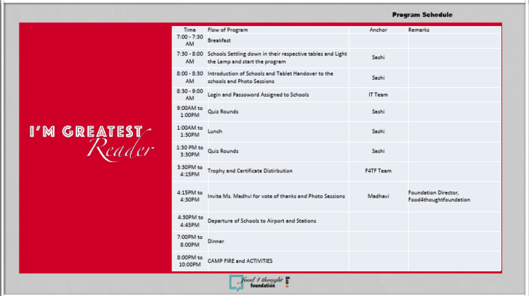 School Program Schedule and Activities | PDF