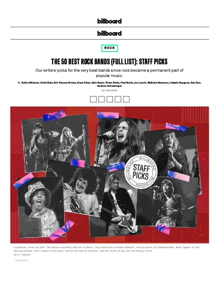 Top 50 Best Rock Bands of All Time | PDF | Nirvana (Band) | Rock Music