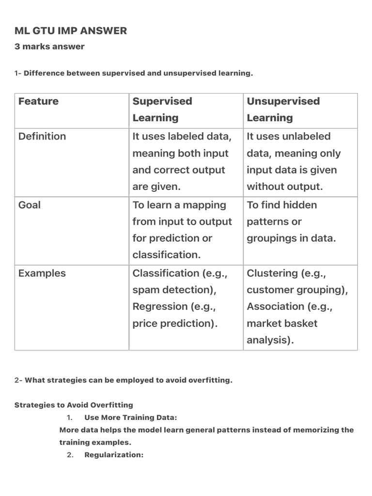 Supervised vs Unsupervised Learning Explained | PDF | Support Vector ...