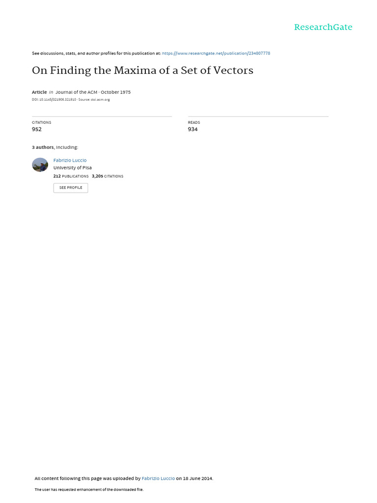 On Finding The Maxima of A Set of Vectors | PDF | Time Complexity ...