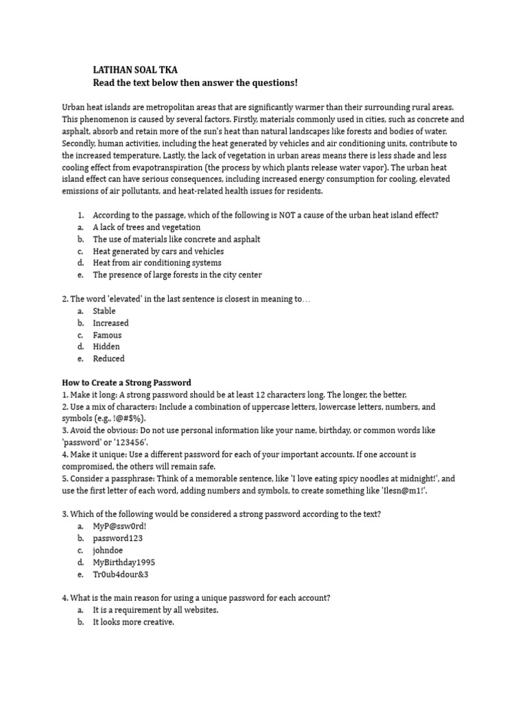 Latihan Soal - TKA | PDF | Photosynthesis | Water