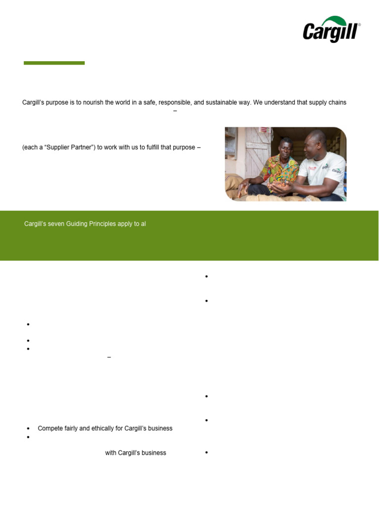 Cargill Supplier Code of Conduct 2023 | PDF | Supply Chain | Regulatory ...