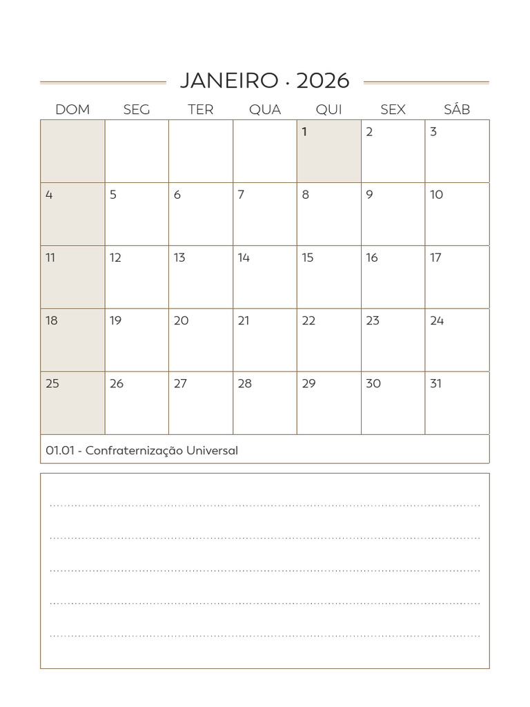 Calendário de Feriados 2026 Brasil | PDF