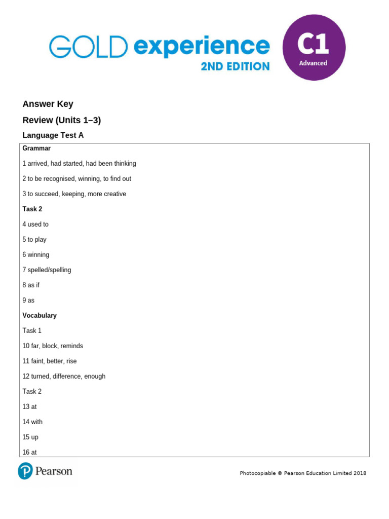 Gold Exp C1 U1to3 Review AK | PDF | Information | Fluency