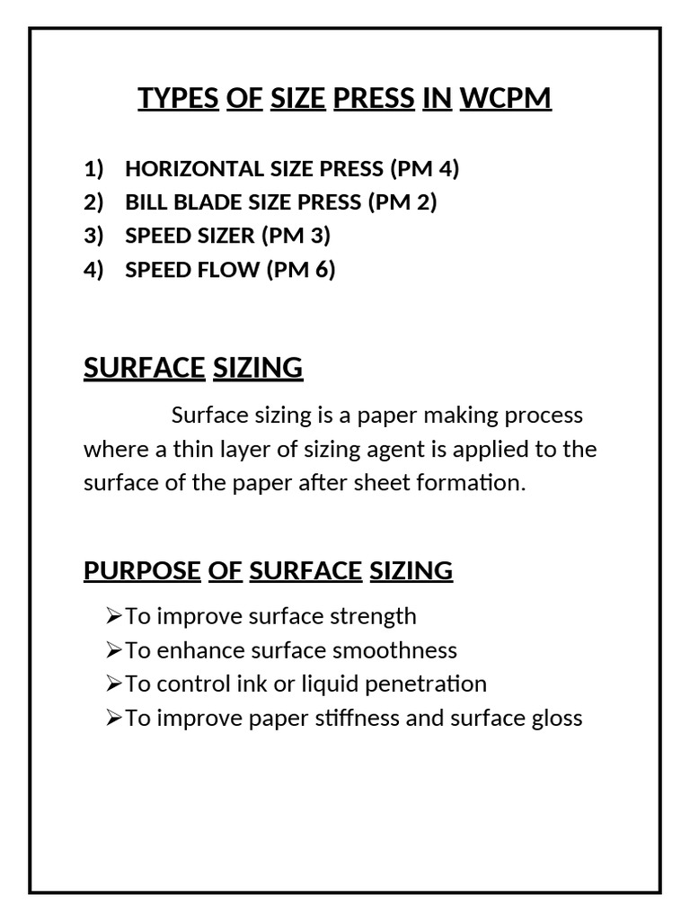 Types of Size Press in WCPM | PDF | Paper | Industrial Processes