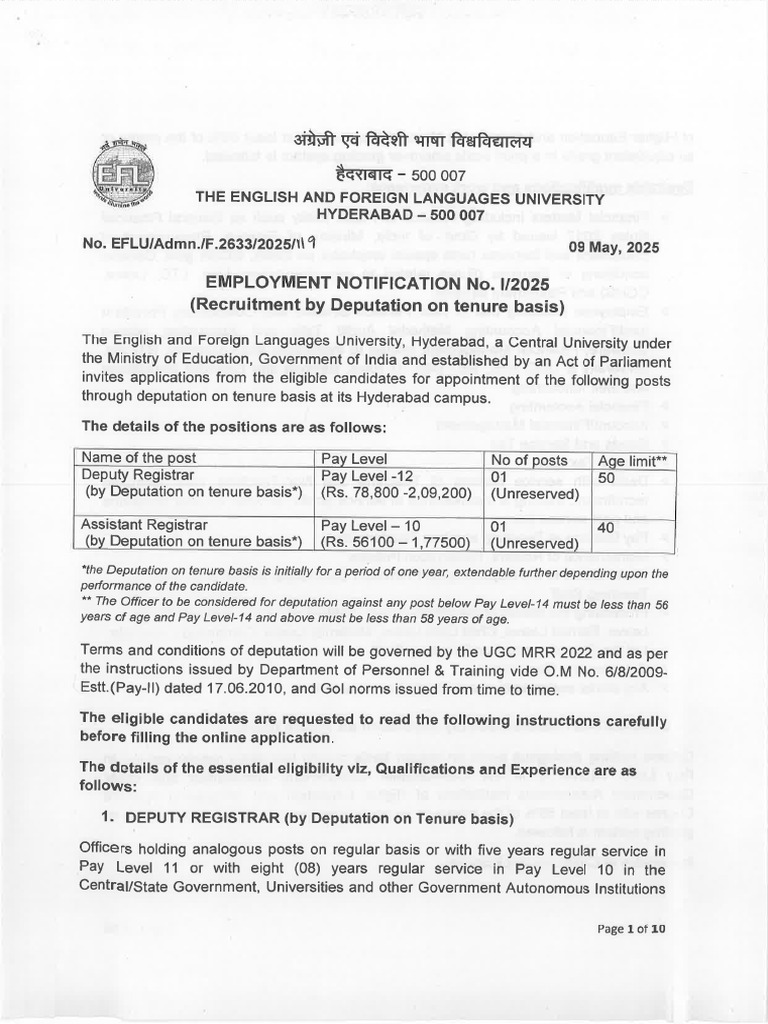 Employment Notification No.i - 2025 | PDF