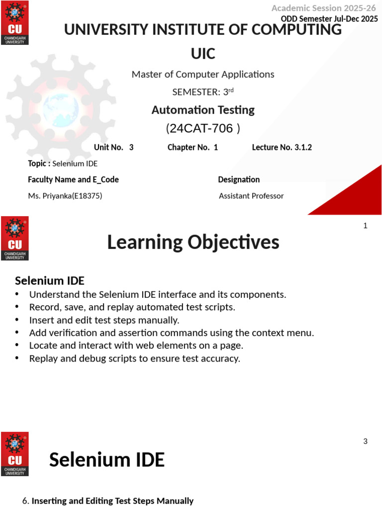 Lecture-3.1.2 | PDF | Selenium (Software) | Integrated Development ...