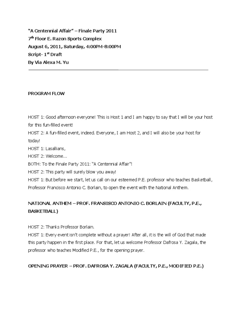 Finale Party 2011 Event Script | PDF | Ballroom Dance | Performing Arts