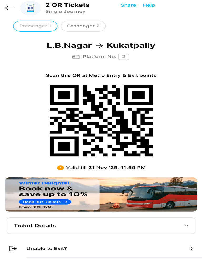 L.B.Nagar Kukatpally: Passenger 1 | PDF