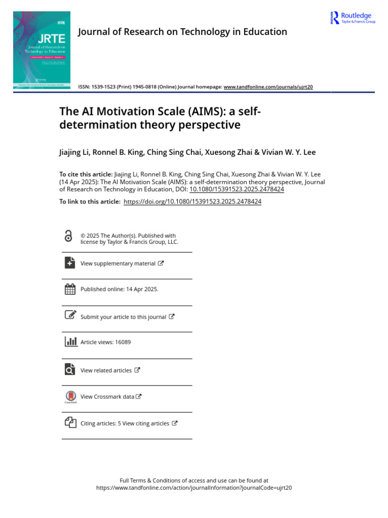 AI Motivation Scale for University Learning | PDF | Artificial ...