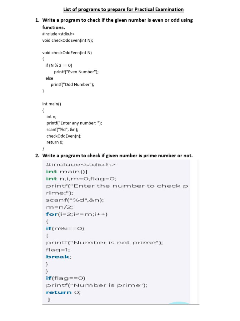 C Programs for Practical Exam Preparation | PDF | Matrix (Mathematics ...