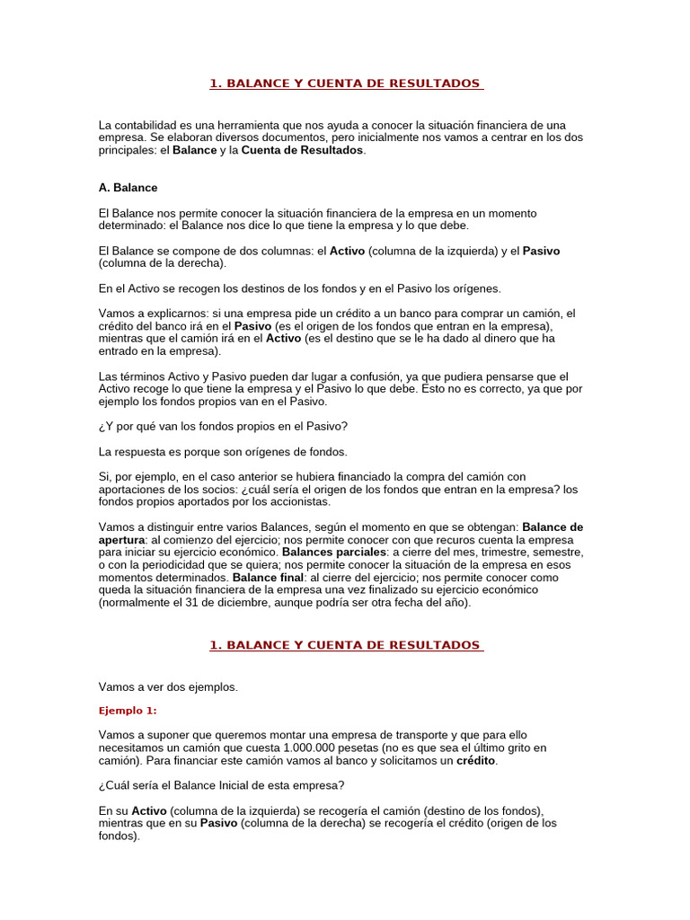Balance y Cuenta de Resultados en Contabilidad | PDF | Hoja de balance ...