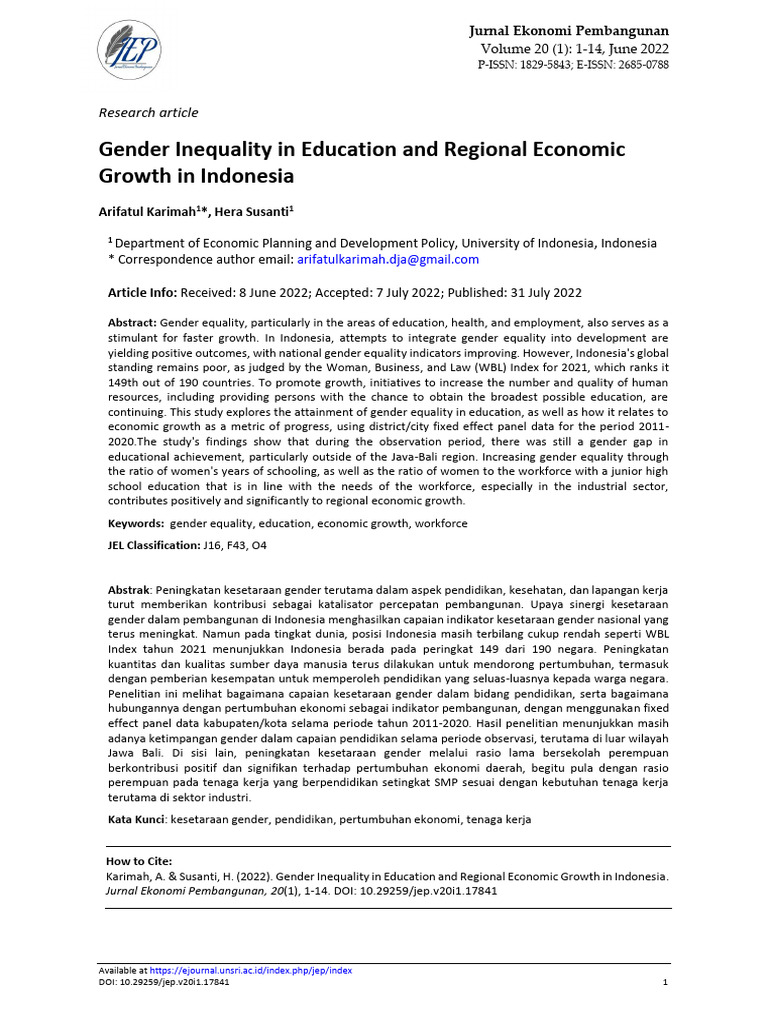 Gender Inequality in Education and Growth | PDF | Economic Growth ...