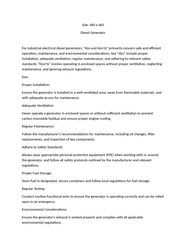 Diesel Generator | PDF