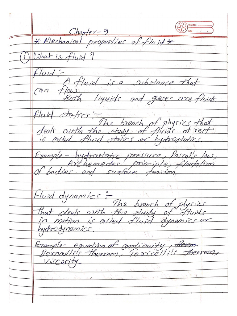 Chapter - 9 Mechanical Properties of Fluids | PDF