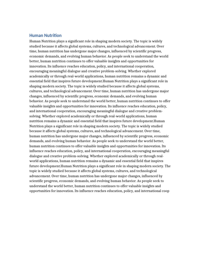 Document New 2 Human Nutrition | PDF | Human Behavior | Human Nutrition