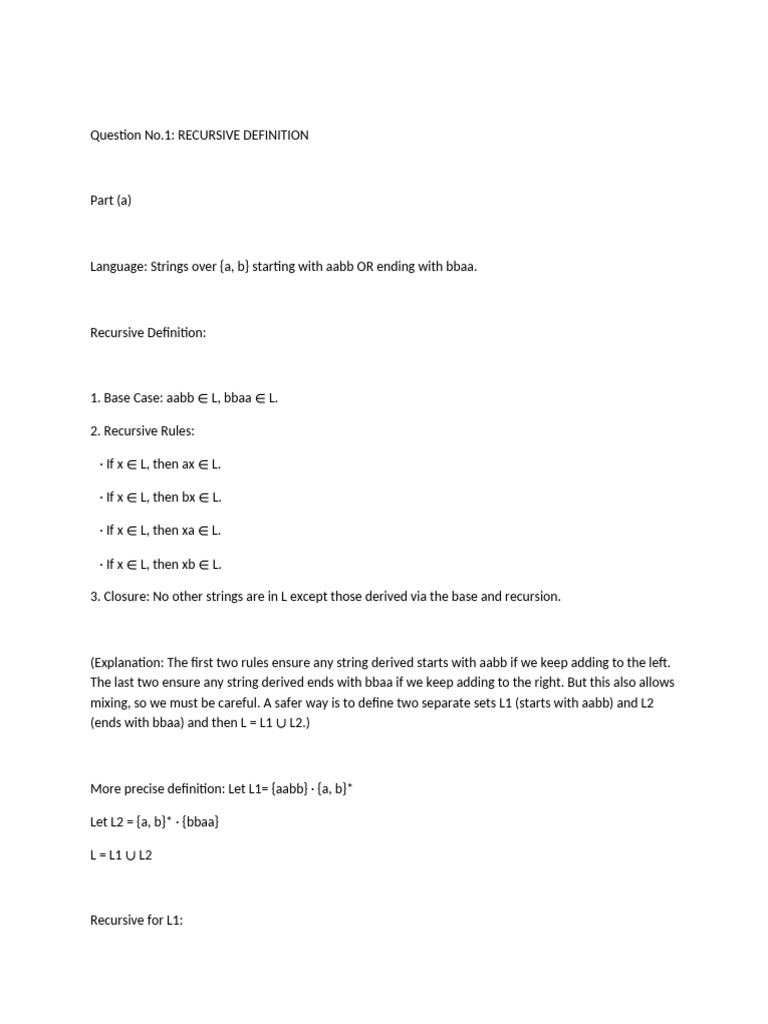 Recursive Definitions and Regular Expressions | PDF | String (Computer ...