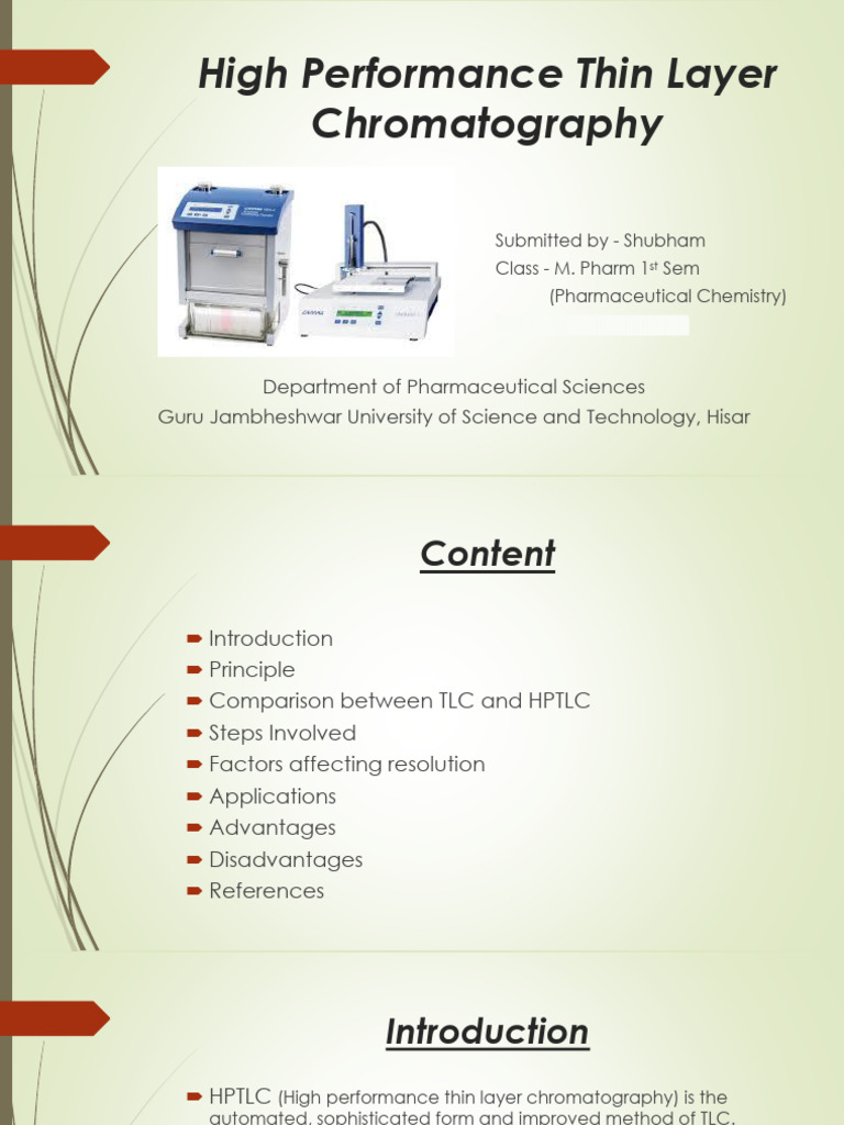 High Performance Thin Layer Chromatography | PDF | Thin Layer ...