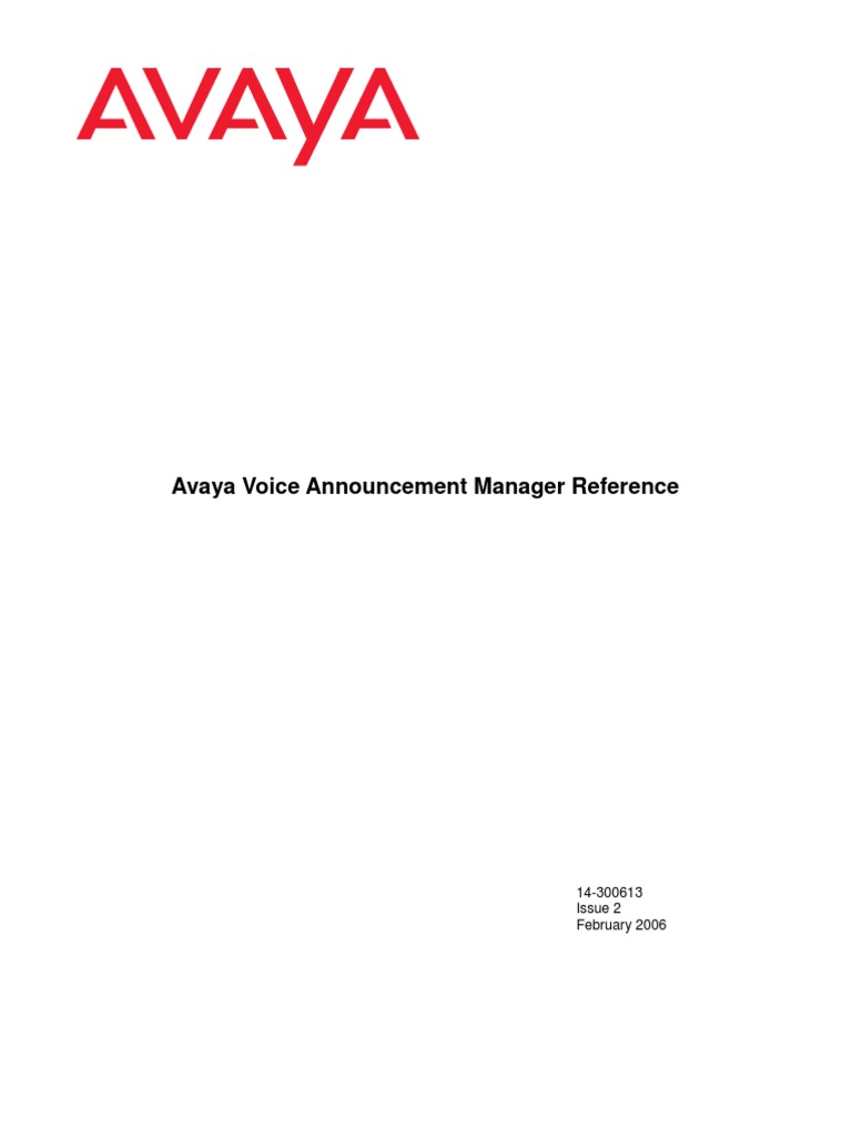 Avaya Voice Announcement Manager PDF File Transfer Protocol
