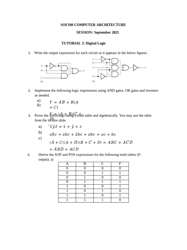 Digital Logic Tutorial for Computer Architecture | PDF | Mathematical ...