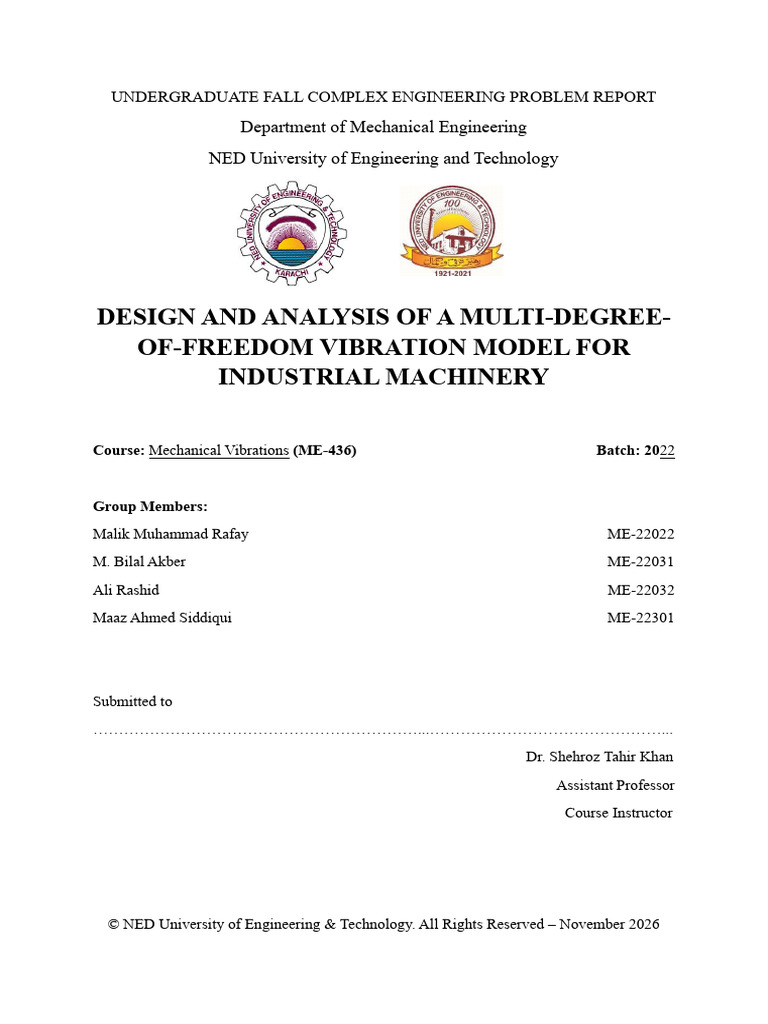 Multi-Degree Freedom Vibration Model Analysis | PDF | Resonance ...