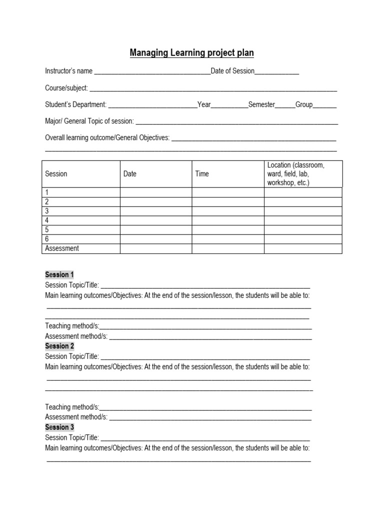 Learning Project Plan Template | PDF | Teaching Method | Learning
