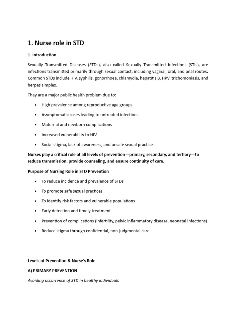 Nurse's Role in STD Prevention Strategies | PDF | Sexually Transmitted ...