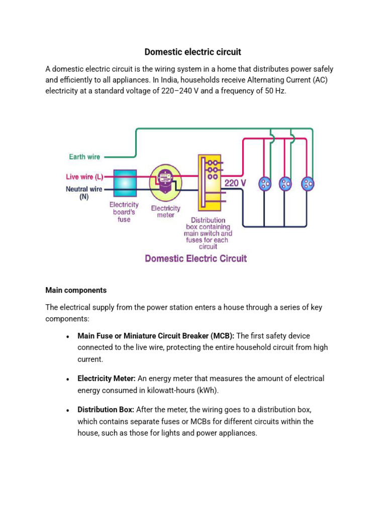 Domestic Electric Circuit Notes | PDF