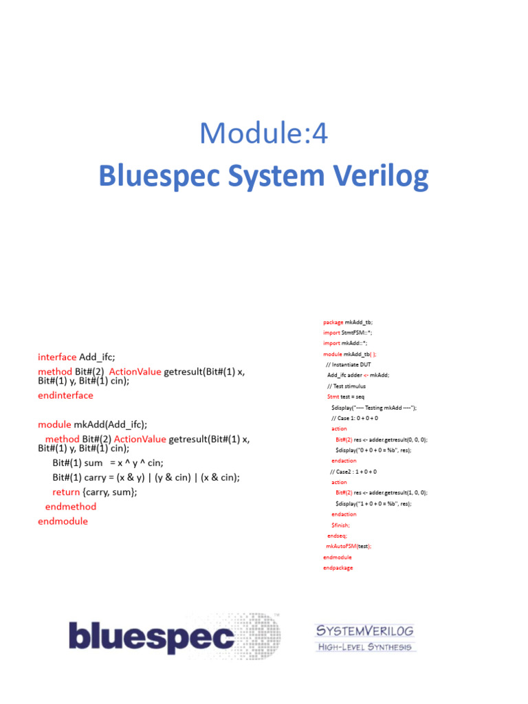 Bluespec System Verilog Adder Module | PDF