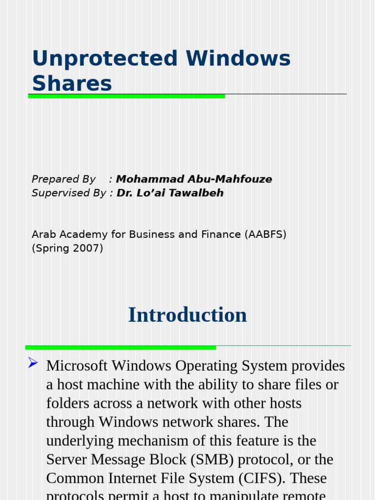 6 Unprotected Window Shares | PDF | Superuser | Computer Security