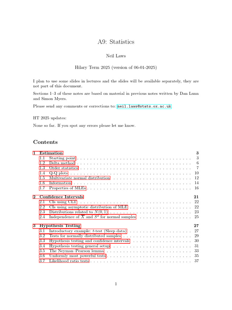 A9 Statistics: Estimation, CIs, Testing | PDF | Bias Of An Estimator ...