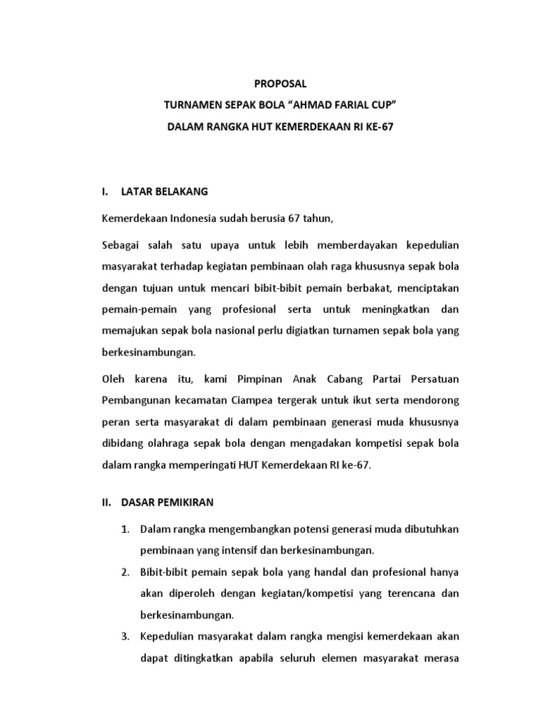 Proposal Turnamen Sepak Bola Pac Ciampea