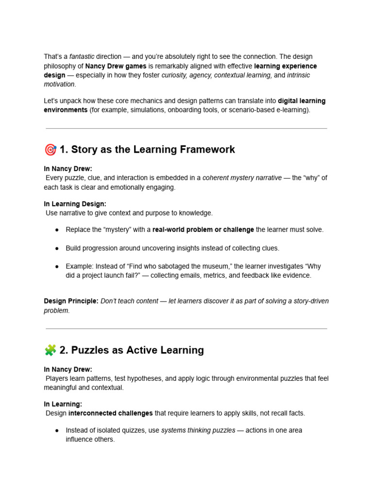 Detective Learning Design Principles | PDF | Learning | Curiosity