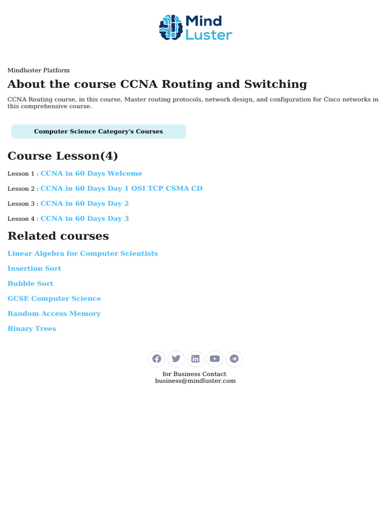 CCNA Routing Course Overview | PDF